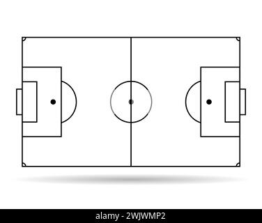 Fußballfeld Sport Schattensymbol, Fußball Spiel Bereich Zeichen, Web Vorlage Vektor Illustration. Stock Vektor