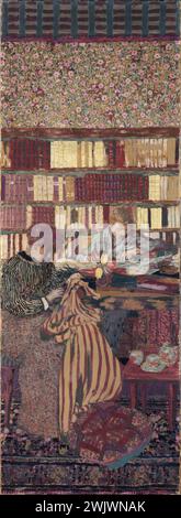 Edouard Vuillard (1868-1940). "Charaktere in einem Innenraum: Arbeit, Dekor der Bibliothek von Doktor Vaquez", 1896. Museum der Schönen Künste der Stadt Paris, Petit Palais. 26321-12 Bibliothek, Nähen, Nähen, Dekor, Frau, Pariser Inneneinrichtung, Arbeit, Frauenarbeit Stockfoto