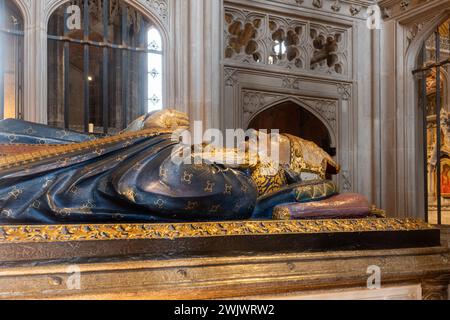 Bischof Waynflete's Chantry Chapel and Grab, Bischof von Winchester aus dem 15. Jahrhundert, Winchester Cathedral, Hampshire, England, Großbritannien Stockfoto