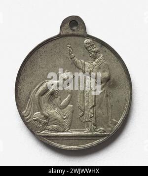 Anonym. Rückkehr von Papst Pius IX. (1792–1878) nach Rom, 12. April 1850 (Vorderseite). Paris, Carnavalet Museum. Medaille, Numismatik Stockfoto