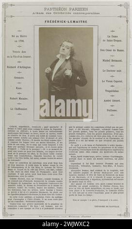 Frédérick Lemaître (1800–1876), französischer Schauspieler. Fotografie von Etienne Carjat (1828-1906). Albuminpapier zeichnet. Zwischen 1850 und 1876. Paris, Carnavalet Museum. Schauspieler, Album, Celebrite, zeitgenössisch, at the Foot, Französisch, Pariser pantheon, Porträt, 19. 19. 19. 19. 19. 19. 19. 19. 19 19. Jahrhundert Stockfoto