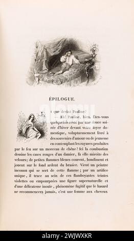 Anonym. "La Skin de Chagrin", Roman von Honoré de Balzac (1799-1850), illustrierte Ausgabe. "Evocation of Pauline". Stahlgravur. Edition H. Delloye und Victor Lecou, 1838. Paris, Maison de Balzac. Illustration, die Haut der Trauer, illustre Arbeit, Roman, literarische Arbeit Stockfoto