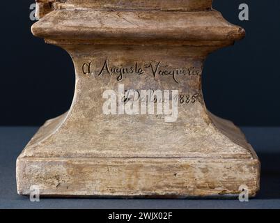 Aimé-Jules Dalou (1838-1902). "Büste von Auguste Vacquerie". Patiniertes Pflaster, 1885. Museum der Schönen Künste der Stadt Paris, Petit Palais. Büste, Pattero Patina Stockfoto