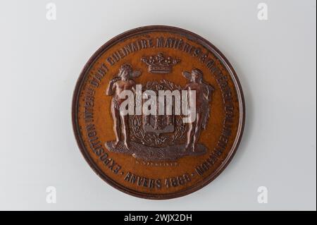 Carnavalet Museum, Medaillensammlung großes Wappen der Stadt Antwerpen; umgekehrte Krone aus Lorbeerblättern und Eichenblättern. Stockfoto