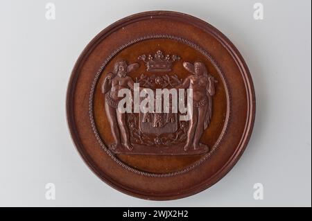 Carnavalet Museum, Medaillensammlung großes Wappen der Stadt Antwerpen; Reverse A Rider, rechts. Stockfoto