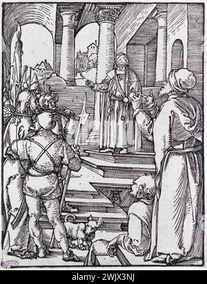 Albrecht DURER (1471-1528). Die kleine Leidenschaft: Jesus Christus wird vor Ponce Pilatus genommen. (B 31). Stich, 16. Jahrhundert. Museum der Schönen Künste der Stadt Paris, Petit Palais. 55030-6 Katholik, Christian Chretian, Drive, vorne, Märtyrer, neues Testament, biblischer Charakter, römisches Prefet, evangelikale Szene, Gravur Stockfoto