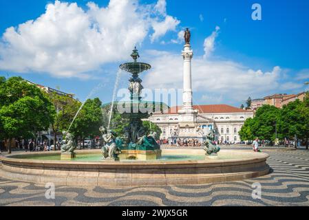 Am 18. September 2018 ist der Rossio-Platz, auch bekannt als König Pedro IV. Platz in Lissabon, Portugal, seit Jahrhunderten ein Treffpunkt für die Menschen von Lissabon. Es gibt Stockfoto