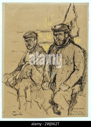 Jules Adler (1865-1952). Krieg 1914-1918. "Camp de Souilly" (deutsches Gefangenenlager). Februar 1917. Museum der Schönen Künste der Stadt Paris, Petit Palais. Jahr 1917, Jahre zehn 1910 10, deutsche Armee, sitzend, Gefangenenlager, Zeichnung, Großer Krieg, Krieg 14-18, Krieg 1914-1918, Mann, Militär, erster Weltkrieg, Gefangener, deutscher Gefangener, Porträt, Soldat, XX. XX. 20. 20. Jahrhundert Stockfoto