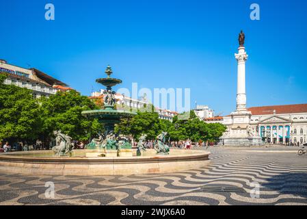 Am 17. September 2018 ist der Rossio-Platz, auch bekannt als König Pedro IV. Platz in Lissabon, Portugal, seit Jahrhunderten ein Treffpunkt für die Menschen von Lissabon. Es gibt Stockfoto