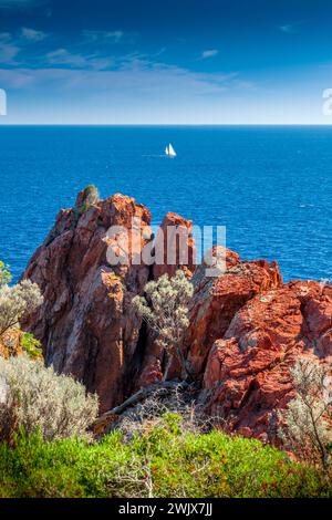 Das Esterel-Gebirge bei Frejus, Frankreich Stockfoto