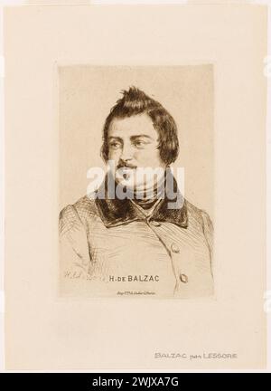 Lessore, Henri-Emile (1830-1895). "Porträt von Balzac". Balzac, Honoré de (1799-1850). Gravur. 19. Jahrhundert. Paris, Balzac Haus. 145719-27 Stockfoto