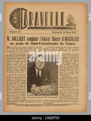 Propaganda-Pressedienst der TFEO EM (n.-d.), Caravelle n ° 65 (Titel vergeben), 16.03.1947. Bedrucktes Papier, Tinte, Bleistift. Museum der Befreiung von Paris - General Leclerc Museum - Jean Moulin Museum. Stockfoto