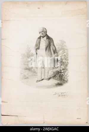 Anonym. Gravatiertes Porträt von Pierre-Jean de Béranger (1780-1857). Gravur. Paris, Museum des romantischen Lebens. Französischer Chansonnier, Zeichnung, Dichter, Porträt, Gravur Stockfoto