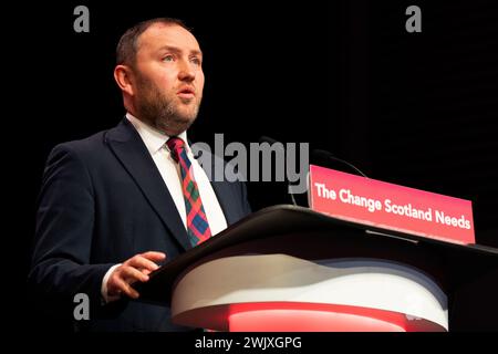 Schattenstaatssekretär für Schottland Ian Murray sprach während der Konferenz der Scottish Labour Party auf dem Scottish Event Campus in Glasgow. Bilddatum: Samstag, 17. Februar 2024. Stockfoto