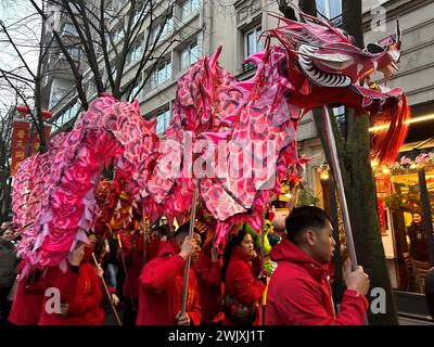 © PHOTOPQR/LE PARISIEN/Delphine Goldsztejn ; Paris ; 11/02/2024 ; Nouvel an chinois 2024 et l'année du Dragon de Bois Le Nouvel an chinois, vietnamien (la fête du Têt), coréen, singapourien, malaisien, indonésien et philippin, Plus Communément appelé Nouvel an lunaire Le Nouvel an lunaire à Paris, qui a lieu cette année le samedi 10 février 2024, EST la promesse de défilés grandioses avec dragons et feux de Bengale. 195 Av. De Choisy, 75013 Paris Le 11/02/2024 Foto: Delphine Goldsztejn - Chinesisches Neujahr 2024 und das Jahr des Holzdrachen in Paris 11 Februar 2023 Stockfoto