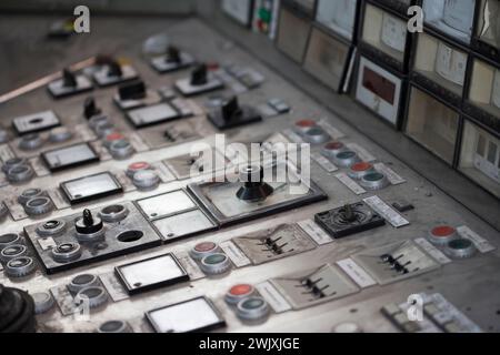 Bedienfeld, ehemaliges Stahlwerk Henrichshütte, Hattingen, Ruhrgebiet, Nordrhein-Westfalen, Deutschland, Europa Stockfoto