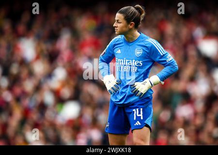 Torhüterin Sabrina D’Angelo (14 Arsenal) beim Spiel der Barclays FA Womens Super League zwischen Arsenal und Manchester United im Emirates Stadium in London. (Liam Asman/SPP) Credit: SPP Sport Press Photo. /Alamy Live News Stockfoto