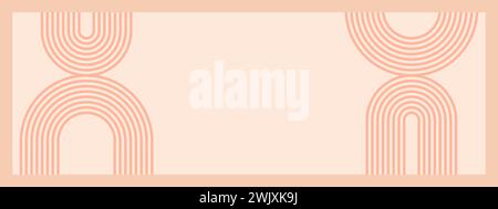 Minimalistische geometrische Zen-Bogen-Bannervorlage mit Kopierraum für Text. Abstrakte Boho-Formen in Retro-Ästhetik für vielseitige Designanwendungen. Vektor c Stock Vektor