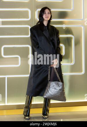 Sungnam, Südkorea. Februar 2024. Die südkoreanische Sängerin und Schauspielerin Nana (Herkunftsname: Im Jin-Ah) nimmt am 15. Februar 2024 an einem Fotoanruf für die GIVENCHY Spring-Summer 2024 Collection im Hyundai Department Flagship Store in Sungnam, Südkorea, Teil. (Foto: Lee Young-HO/SIPA USA) Credit: SIPA USA/Alamy Live News Stockfoto