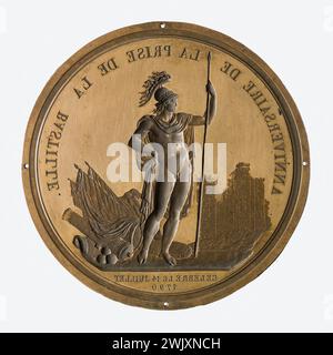 Bertrand Andrieu (1761-1822) und Alexis-Joseph DEPAULIS (1790-1867). Jahrestag der Einnahme der Bastille am 14. Juli 1790. Paris, Musée Carnavalet. Medaille, Numismatik Stockfoto