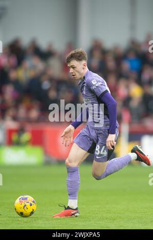 17. Februar 2024; Gtech Community Stadium, Brentford, London, England; Premier League Football, Brentford gegen Liverpool; Conor Bradley aus Liverpool Stockfoto