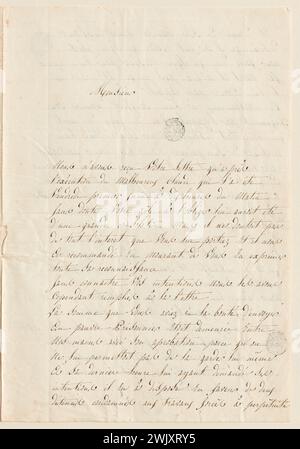 Unbekannt, Brief von Schwester Louise an Monsieur de Launay (Delaunay) über die letzten Momente von Claude Gueux (Dummy title), 04.06.1832. Tinte auf Papier. Häuser von Victor Hugo Paris - Guernsey. Stockfoto