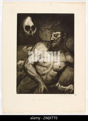 Emile Bernard (1868-1941). Das Ende Satans. Die Flut“. Ätzen und Aquatint. 1935. Paris, Haus von Victor Hugo. 101108-5 Annies dreißig 1930 30, Aquatinte, Zeichnen, Ätzen, Illustration, literarische Arbeit, Charakter, Todeskopf Stockfoto