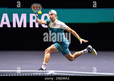 Rotterdam, Niederlande. Februar 2024. ROTTERDAM, NIEDERLANDE - 17. FEBRUAR: Grigor Dimitrov aus Bulgarien am 6. Tag der ABN AMRO Open 2024 in Ahoy am 17. Februar 2024 in Rotterdam, Niederlande. (Foto: Joris Verwijst/BSR Agency) Credit: BSR Agency/Alamy Live News Stockfoto