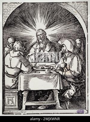 Albrecht Dürer (1471-1528). Die kleine Leidenschaft am Holz: Emmaus Pilger (Bartsch 48). 1510. Museum der Schönen Künste der Stadt Paris, Petit Palais. 77216-25 Katholische Kunst, Chretische Kunst, religiöse Kunst, Christentum, Heilige Geschichte, christliche Ikonographie, religiöse Ikonographie, Neues Testament, Passion Christi, Renaissance, Leben Christus, Gravur Stockfoto