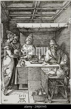 Albrecht Dürer (1471-1528). "Salomé bringt Herodiade das Haupt des Heiligen Johannes ...". Holzstich, 1511. Museum der Schönen Künste der Stadt Paris, Petit Palais. Bibel, Katholisch, Christlich, Dekapit, Mädchen, Holzgravur, Mutter, Neues Testament, Opfergabe, Plateau, Saint, Tete Stockfoto
