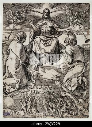 Albrecht Dürer (1471-1528). Die kleine Leidenschaft am Holz: Das letzte Gericht (Bartsch 52). 1510. Museum der Schönen Künste der Stadt Paris, Petit Palais. 77216-29 Katholische Kunst, Chretische Kunst, religiöse Kunst, Christentum, Heilige Geschichte, christliche Ikonographie, religiöse Ikonographie, Neues Testament, Passion Christi, Renaissance, Leben Christus, Gravur Stockfoto