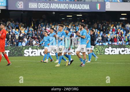 Neapel, Kampanien, ITALIEN. Februar 2024. 02/2024 Neapel, Diego Armando Maradona Stadium, Fußballspiel gültig für die Serie A Meisterschaft 2023/24 zwischen SSC Napoli vs. FC Genua. Im Bild: Neapel (Bild: © Fabio Sasso/ZUMA Press Wire) NUR REDAKTIONELLE VERWENDUNG! Nicht für kommerzielle ZWECKE! Stockfoto