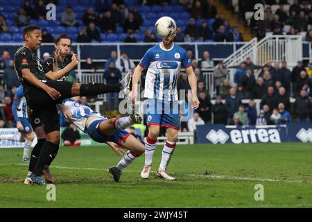 Joe Grey von Hartlepool United im Spiel der Vanarama National League zwischen Hartlepool United und Boreham Wood im Victoria Park, Hartlepool am Samstag, den 17. Februar 2024. (Foto: Mark Fletcher | MI News) Credit: MI News & Sport /Alamy Live News Stockfoto