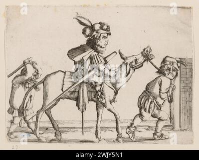 Della Bella, Stefano (dit étienne de la Belle) (Nr. 1610-05-18-D.1664-08-22), der Zwerg auf einem Esel. Erstes Stück (Haupttitel). Ätzen. Petit Palais, Museum der Schönen Künste der Stadt Paris. Stockfoto