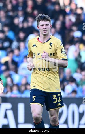 Neapel, Italien. Februar 2024. Morten Frendrup während des Serie A TIM Spiels zwischen SSC Napoli und Genua CFC im Diego Armando Maradona Stadium in Neapel, Italien am 17. Februar 2024. Foto: Nicola Ianuale/Alamy Live News Stockfoto