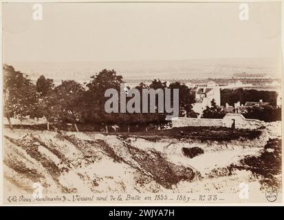 Old Montmartre: Nordhang des Butte zwischen 1855 und 1887. Paris (18. Arr.). Zeichnen Sie auf Albuminpapier, 1887. Paris, Carnavalet Museum. 123100-17 Stockfoto