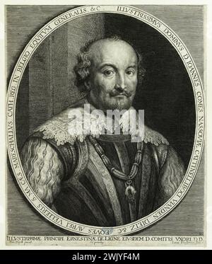 Antoine van Dyck (1599-1641). Comte de Nassau-Siegen (Hollstein 154). Eau-Forte Sur Papier, Burin, 1641. XVIIEM XVIIth XVII 17. 17. Jahrhundert, Stich Stockfoto