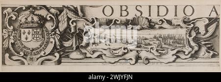 Jacques Callot (1592-1635). "Hauptquartier der Zitadelle von Saint Martin in der Ile de Ré, erste Grenze der Spitze, links, Abfahrt von M. de Troyas" (Lieure 656, Meaume 523). Ätzen. 1629-1630. Museum der Schönen Künste der Stadt Paris, Petit Palais. 99597-18 Ätzen, Gravieren Stockfoto