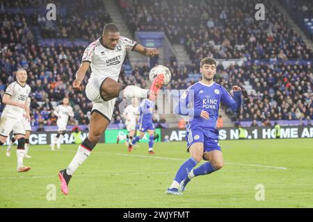 Middlesbrough's Anfernee Dijksteel während der zweiten Hälfte des Sky Bet Championship Matches zwischen Leicester City und Middlesbrough im King Power Stadium, Leicester am Samstag, den 17. Februar 2024. (Foto: John Cripps | MI News) Credit: MI News & Sport /Alamy Live News Stockfoto