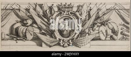 Jacques Callot (1592-1635). "Hauptsitz der Zitadelle von Saint Martin in der Ile de Ré, zweite Grenze des Bodens, in der Mitte, Porträt von Gaston de Bourbon" (Lieure 658, Meaume 527). Ätzen. 1629-1630. Museum der Schönen Künste der Stadt Paris, Petit Palais. 99597-22 Ätzen, Gravieren Stockfoto