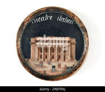 Anonym, 1785. Grabpapier (mit Gouache veredelt?), Metall (Kupferlegierung), Glas. Palais Galliera, Modemuseum der Stadt Paris. Stockfoto