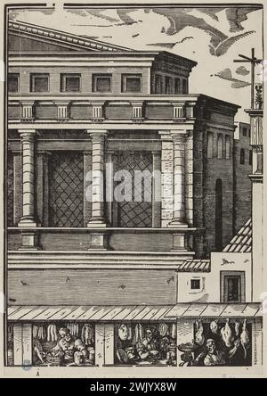 Jost Amman (1539-1591). 'Blick auf den Place Saint-Marc in Venedig (Bartsch 27)'. Graviertes Holz. Mitte des 16. Jahrhunderts. Museum der Schönen Künste der Stadt Paris, Petit Palais. 123047-20 ernstes Holz, 16. 16. XVI. 16. 16. JH. Stockfoto