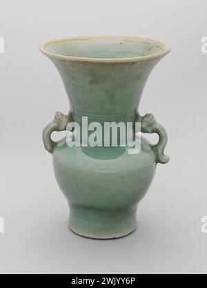 Vase (üblicher Name). Sandstein, Céladon. Cernuschi Museum, Asienmuseum in der Stadt Paris. Stockfoto