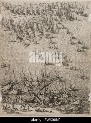 Jacques Callot (1592-1635). "Hauptsitz der Zitadelle von Saint Martin in der Ile de Ré, zweites Blatt von unten, in der Mitte" (Lieure 654, Meaume 522). Ätzen. 1629-1630. Museum der Schönen Künste der Stadt Paris, Petit Palais. 99597-16 Ätzen, Gravieren Stockfoto