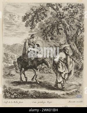 Della Bella, Stefano (dit étienne de la Belle) (Nr. 1610-05-18-D.1664-08-22), Flug nach Ägypten. (A. de Vesme 12; Dutuit 160) (Haupttitel). Ätzen. Petit Palais, Museum der Schönen Künste der Stadt Paris. Stockfoto