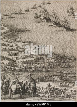 Jacques Callot (1592-1635). "Hauptsitz der Zitadelle von Saint Martin in der Ile de Ré, erstes Blatt von unten, links" (Lieure 654, Meaume 522). Ätzen. 1629-1630. Museum der Schönen Künste der Stadt Paris, Petit Palais. 99597-15 Ätzen, Gravieren Stockfoto