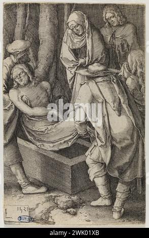 Lucas de Leyde (1494-1533). 'Leidenschaft': 14 Teller - 12. "Das Grab" - BARTSCH 54. Meißel. 1521. Museum der Schönen Künste der Stadt Paris, Petit Palais. 73055-5 religiöse Kunst, Bibel, Meißel, der Weg des Kreuzes, toter Christus, Christentum, Schmerz, niederländische Schule, Stampe, Heilige Geschichte, religiöse Ikonographie, Eindruck in kurzer Größe, fehlt, Kunst, Passion Christi, biblischer Charakter, biblische Szene, 8. 8. 8. 8. 8. 8. 8. 8. 8. 8. 8. 8 8. Arrondissement, 16. 16. 16. 16. 16. 16 16. Jahrhundert, Stich Stockfoto