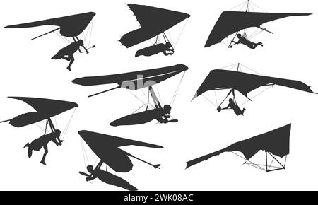 Hängegleiter Silhouetten, Hängegleiter Silhouette, Hängegleiter, Hängegleiter Clipart, Hängegleiter Vektor Set Stock Vektor