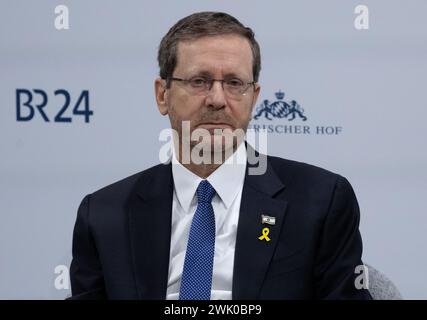 München, Deutschland. Februar 2024. Izchak Herzog, Präsident Israels, auf der Münchner Sicherheitskonferenz. Quelle: Sven Hoppe/dpa/Alamy Live News Stockfoto