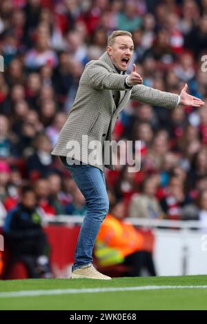 Jonas Eidevall, Manager der Arsenal Women, ist am Samstag, den 17. Februar 2024, beim Barclays FA Women's Super League Spiel zwischen Arsenal und Manchester United im Emirates Stadium in London auf der Touchline. (Foto: Tom West | MI News) Credit: MI News & Sport /Alamy Live News Stockfoto